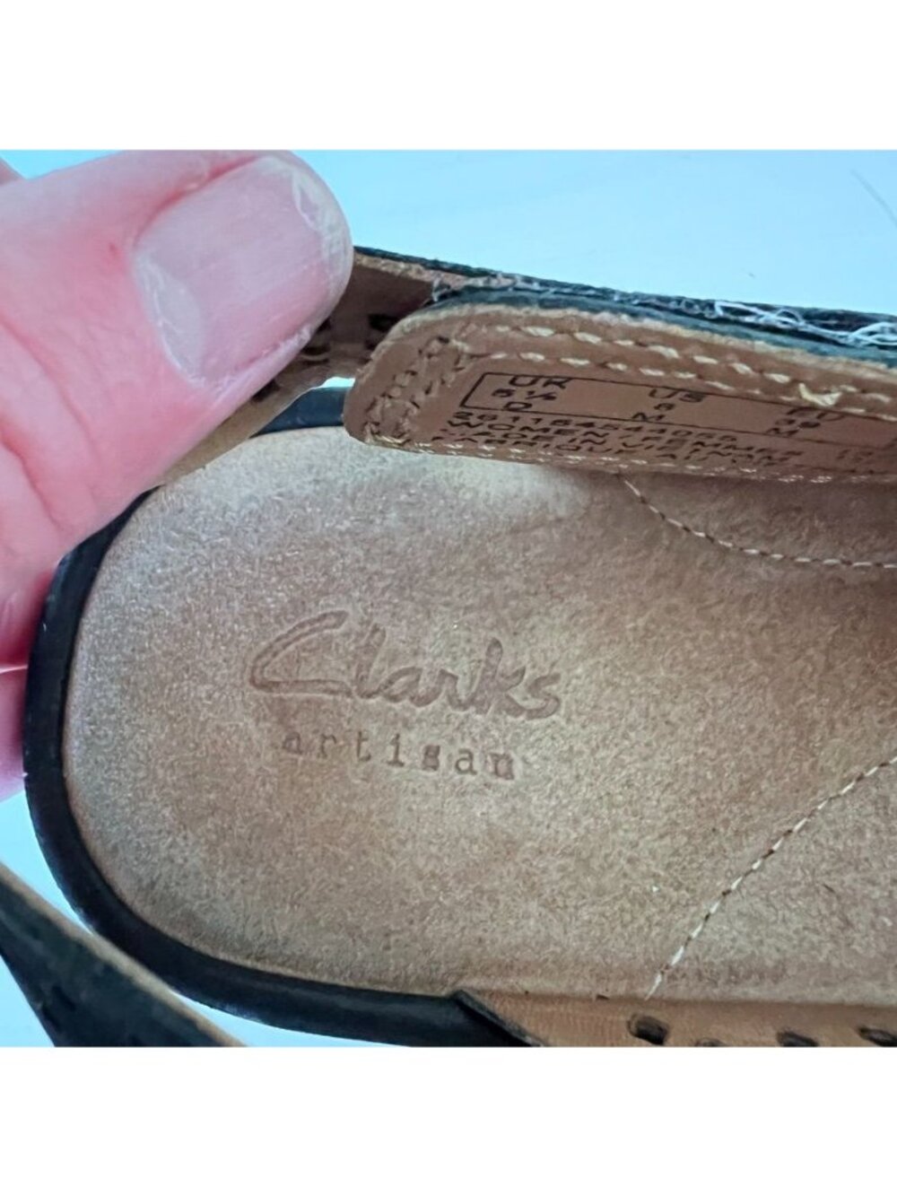 Clarks Artisan Clarene Award Sandals 8M Black Nubuck Wedge Slingback Adjustable - Picture 8 of 12